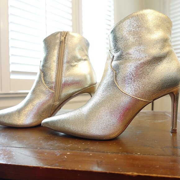 Express Gold Metallic Ankle Boots - Picture 1 of 6